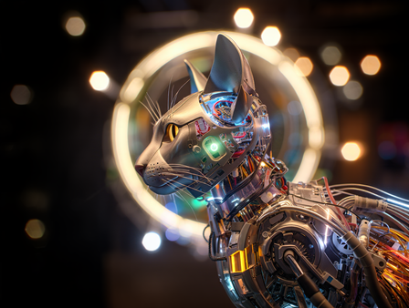 KI-Bildgenerierung Reve HDR Roboterkatze